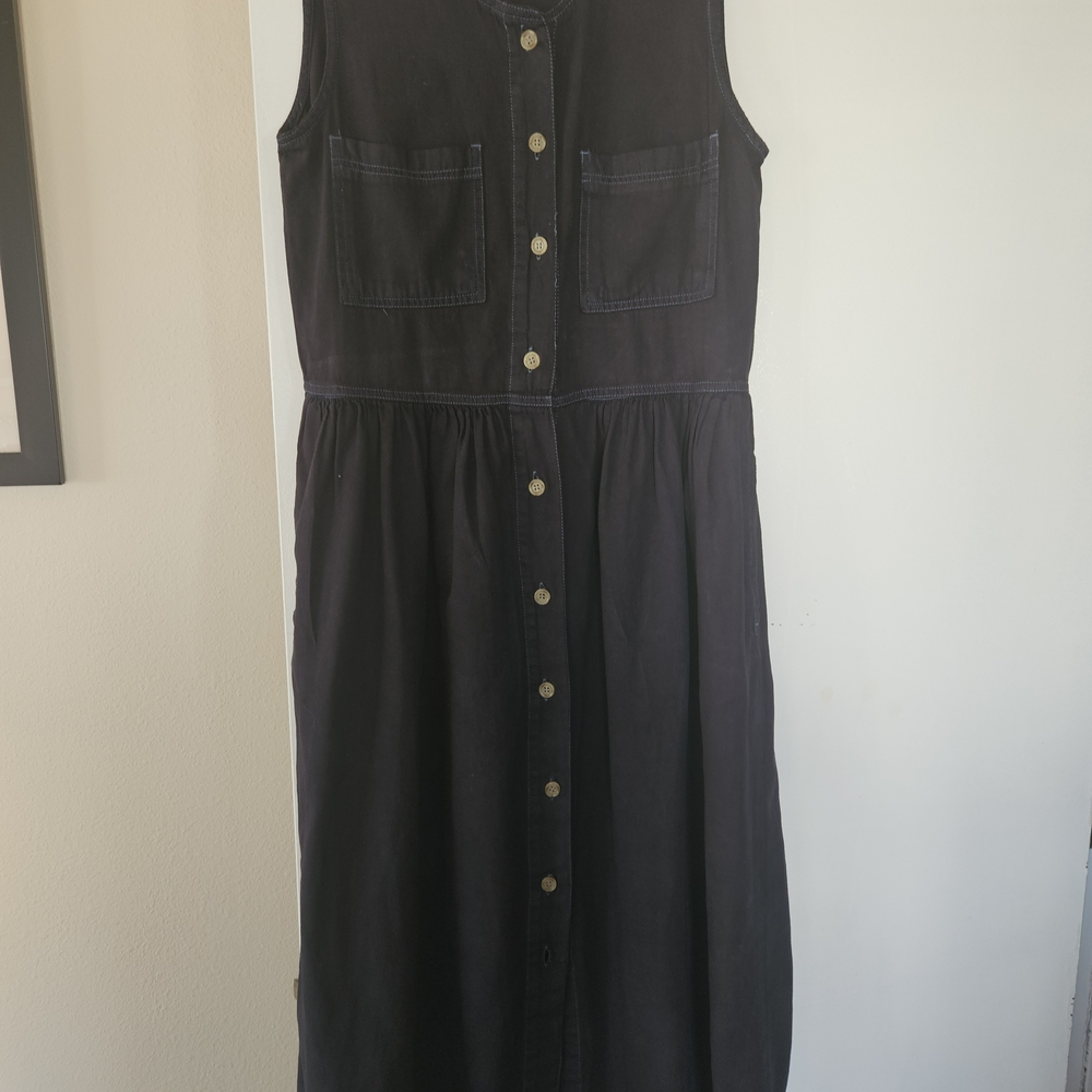 Cottagecore Mizz Lizz Vintage Denim Midi Dress Pockets Size S
